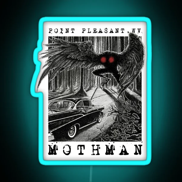 Mothman Encounter Point Pleasant WV Cryptid RGB Neon Sign