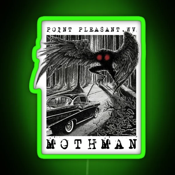 Mothman Encounter Point Pleasant WV Cryptid RGB Neon Sign