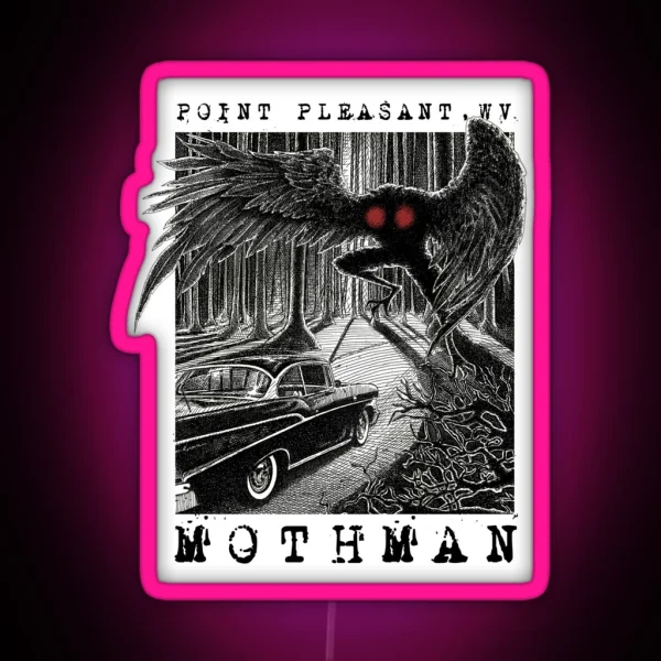 Mothman Encounter Point Pleasant WV Cryptid RGB Neon Sign