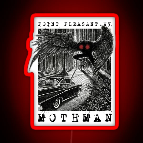 Mothman Encounter Point Pleasant WV Cryptid RGB Neon Sign