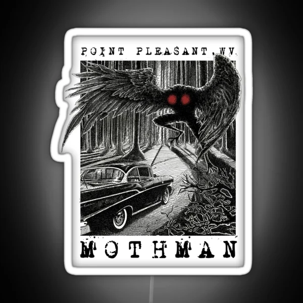 Mothman Encounter Point Pleasant WV Cryptid RGB Neon Sign