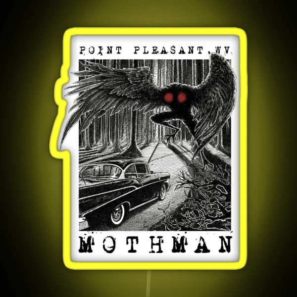Mothman Encounter Point Pleasant WV Cryptid RGB Neon Sign
