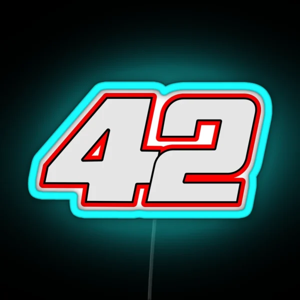 Moto GP Racing Championship Spanish Rider Number 42 Grey Red And Black RGB Neon Sign