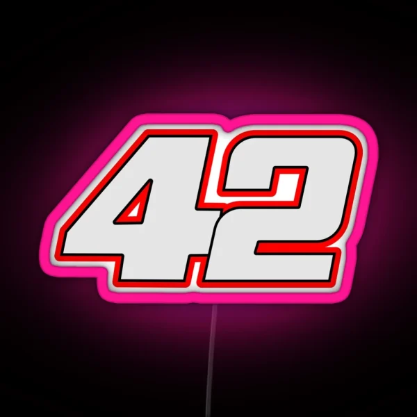 Moto GP Racing Championship Spanish Rider Number 42 Grey Red And Black RGB Neon Sign