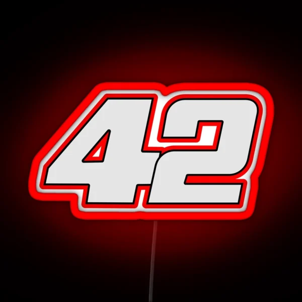 Moto GP Racing Championship Spanish Rider Number 42 Grey Red And Black RGB Neon Sign