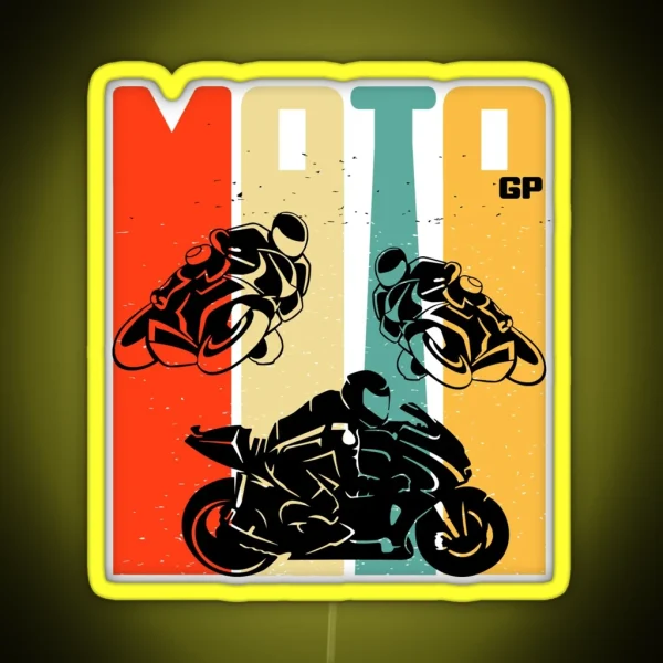 Moto Racing Illustration RGB Neon Sign