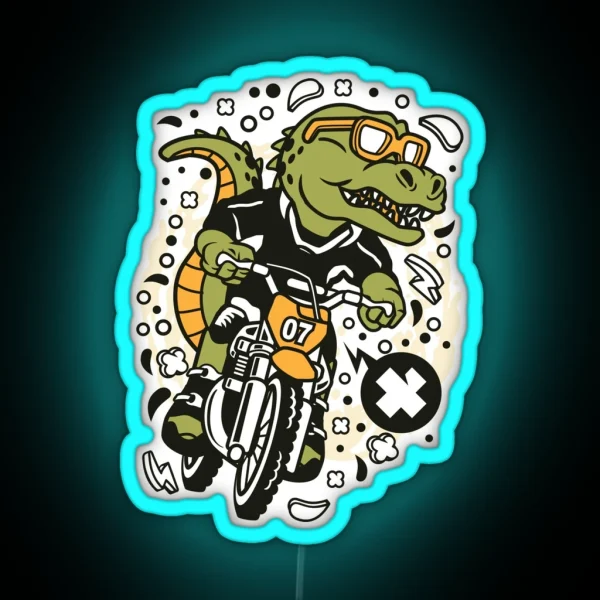 Motocross Dirt Bike Alligator RGB Neon Sign