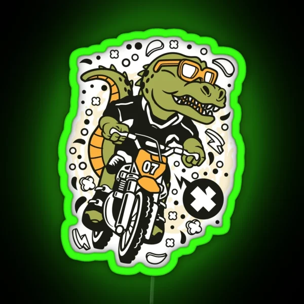 Motocross Dirt Bike Alligator RGB Neon Sign
