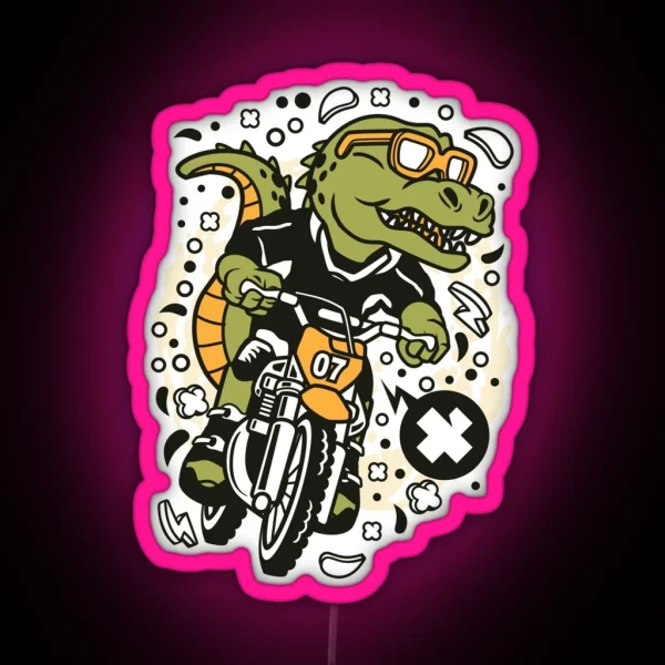 Motocross Dirt Bike Alligator RGB Neon Sign