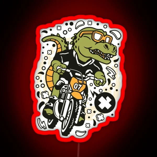 Motocross Dirt Bike Alligator RGB Neon Sign