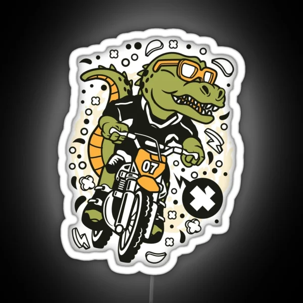 Motocross Dirt Bike Alligator RGB Neon Sign