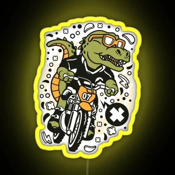 Motocross Dirt Bike Alligator RGB Neon Sign