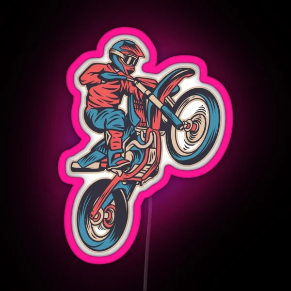 Motocross Wheelie RGB Neon Sign