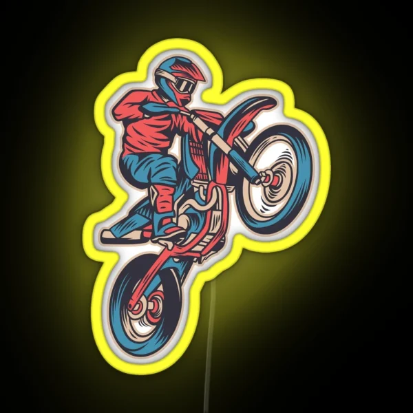 Motocross Wheelie RGB Neon Sign