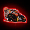 MotoGP rider neon sign with RGB lighting and vibrant red design