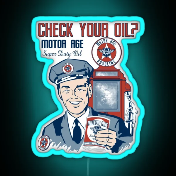 Motor Age Check Your Oil RGB Neon Sign