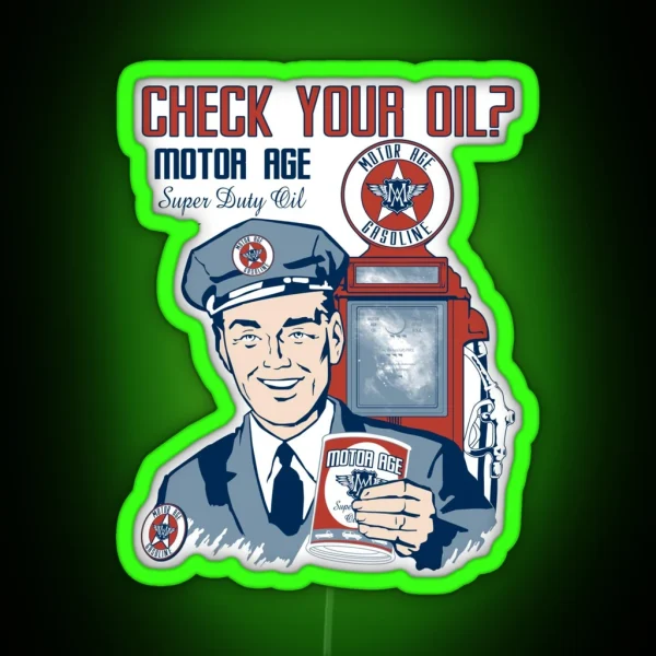 Motor Age Check Your Oil RGB Neon Sign