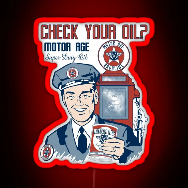 Motor Age Check Your Oil RGB Neon Sign
