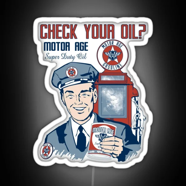 Motor Age Check Your Oil RGB Neon Sign