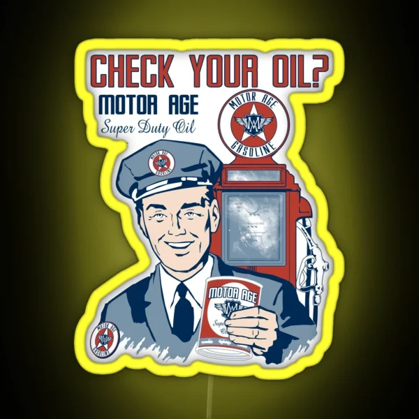 Motor Age Check Your Oil RGB Neon Sign