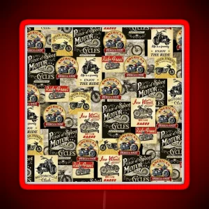 Motorcycle Fabric Patterns RGB Neon Sign