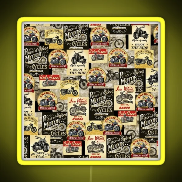 Motorcycle Fabric Patterns RGB Neon Sign