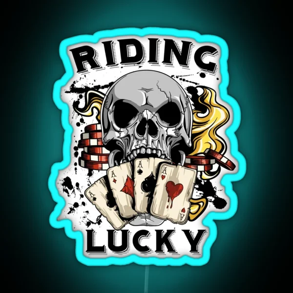 Motorcycle Gang Poker Run RGB Neon Sign