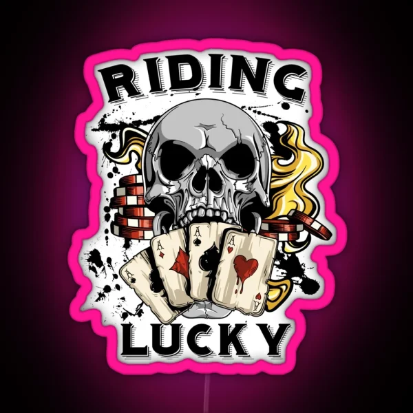 Motorcycle Gang Poker Run RGB Neon Sign