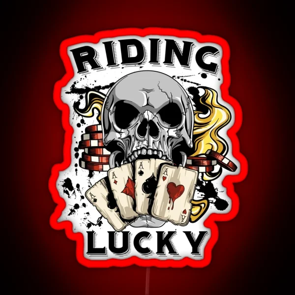 Motorcycle Gang Poker Run RGB Neon Sign