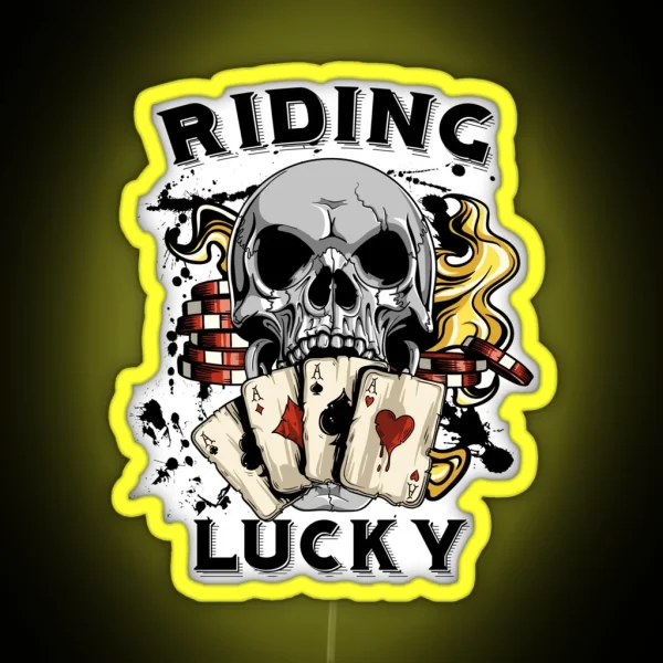 Motorcycle Gang Poker Run RGB Neon Sign