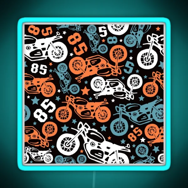 Motorcycle On Black RGB Neon Sign