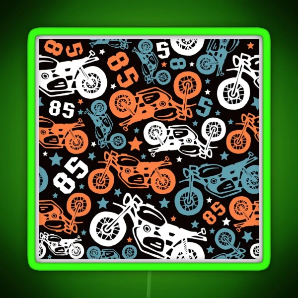 Motorcycle On Black RGB Neon Sign