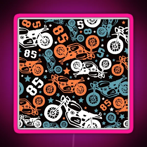 Motorcycle On Black RGB Neon Sign