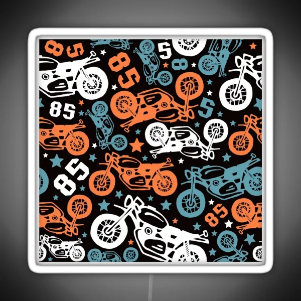 Motorcycle On Black RGB Neon Sign