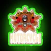 motorcycle once biker always biker till death colorful bikers neon sign rgb vibrant green background