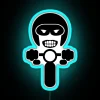 vibrant neon motorcycle rider decal with bold design - perfect for customization
