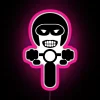 motorcycle rider neon sign with vibrant rgb lighting - pink design.