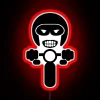 Neon Motorcycle Rider Decal - Red