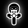 motorcycle rider neon sign decal with rgb white glow