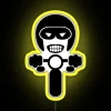 motorcycle rider neon sign in vibrant yellow