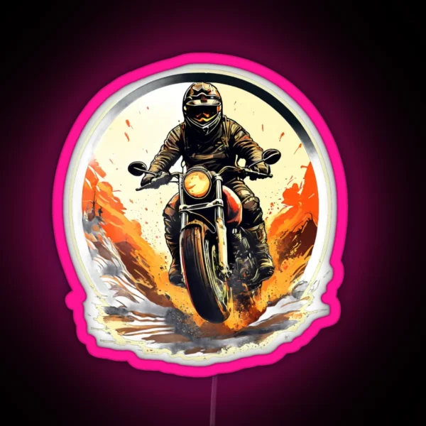 Motorcycle Rider RGB Neon Sign