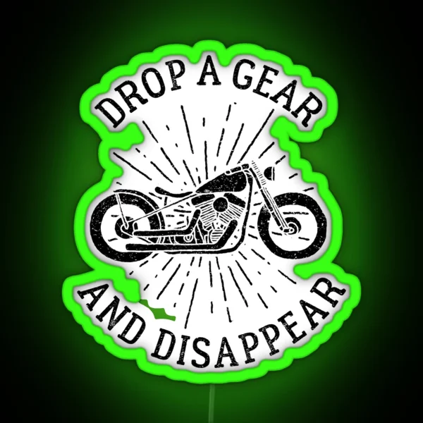 Motorcycle Riding Drop A Gear And Disappear Dark Biker RGB Neon Sign