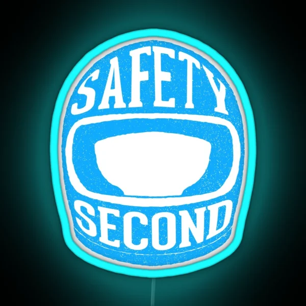 Motorcycle Riding Safety Second Helmet Blue Biker RGB Neon Sign