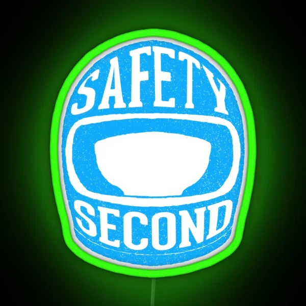 Motorcycle Riding Safety Second Helmet Blue Biker RGB Neon Sign