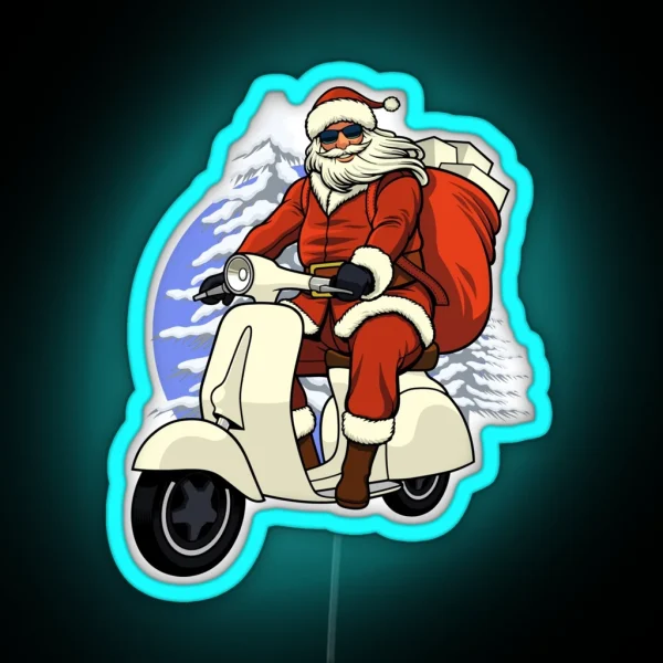 Motorcycle Santa Claus Biker Christmas Gift For Family USA Biker Motorcycle Motorbike RGB Neon Sign