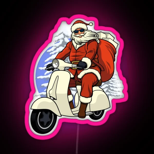 Motorcycle Santa Claus Biker Christmas Gift For Family USA Biker Motorcycle Motorbike RGB Neon Sign