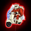 Santa Claus on a motorcycle, neon RGB sign - Christmas gift for family, USA biker motorbike neon light.