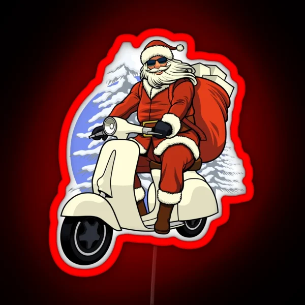 Motorcycle Santa Claus Biker Christmas Gift For Family USA Biker Motorcycle Motorbike RGB Neon Sign