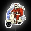 santa claus on a motorcycle - biker santa neon sign usa christmas gift for family - vibrant rgb motorcycle light display