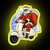 Santa on a Motorcycle with Neon Sign - Christmas Gift for Family USA